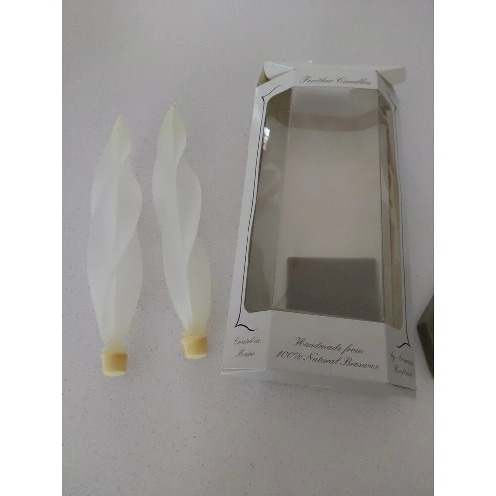 Feather Candles Made in Maine USA Set of 2 Ivory 12
